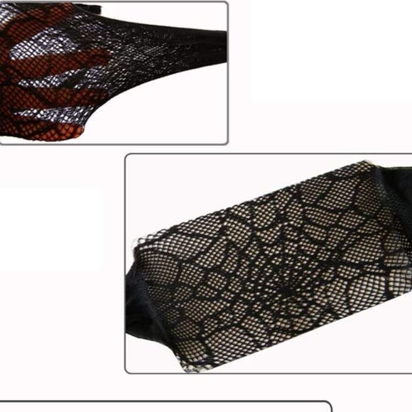 Black Widow Women Stockings Spiderweb Tights Witch Fancy Dress Costume - Picture 12 of 17